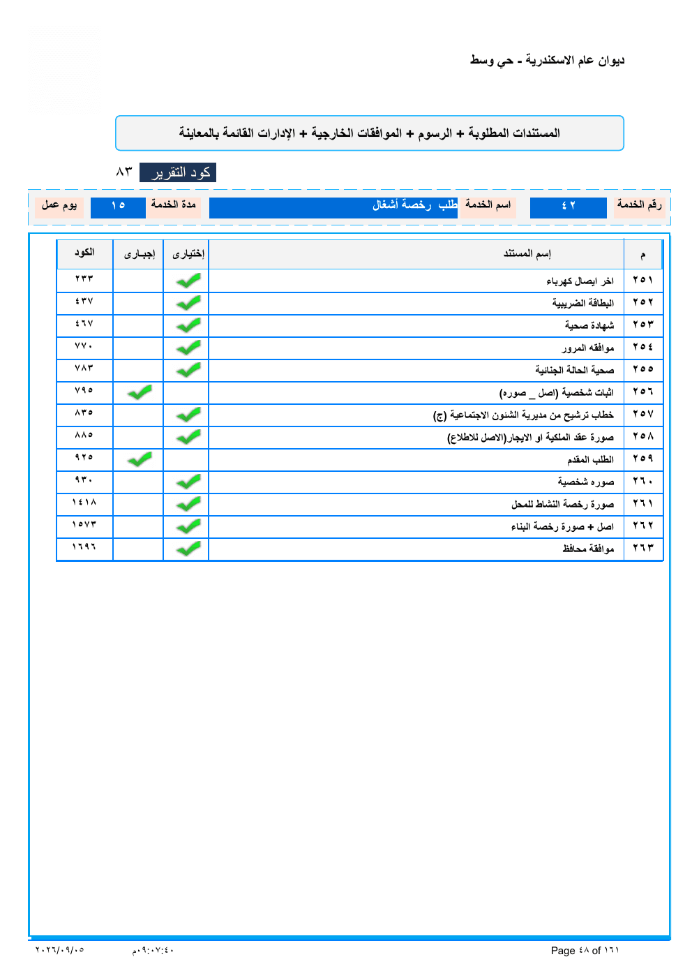 صفحة الخدمة من الكشف الرسمي (PDF)
