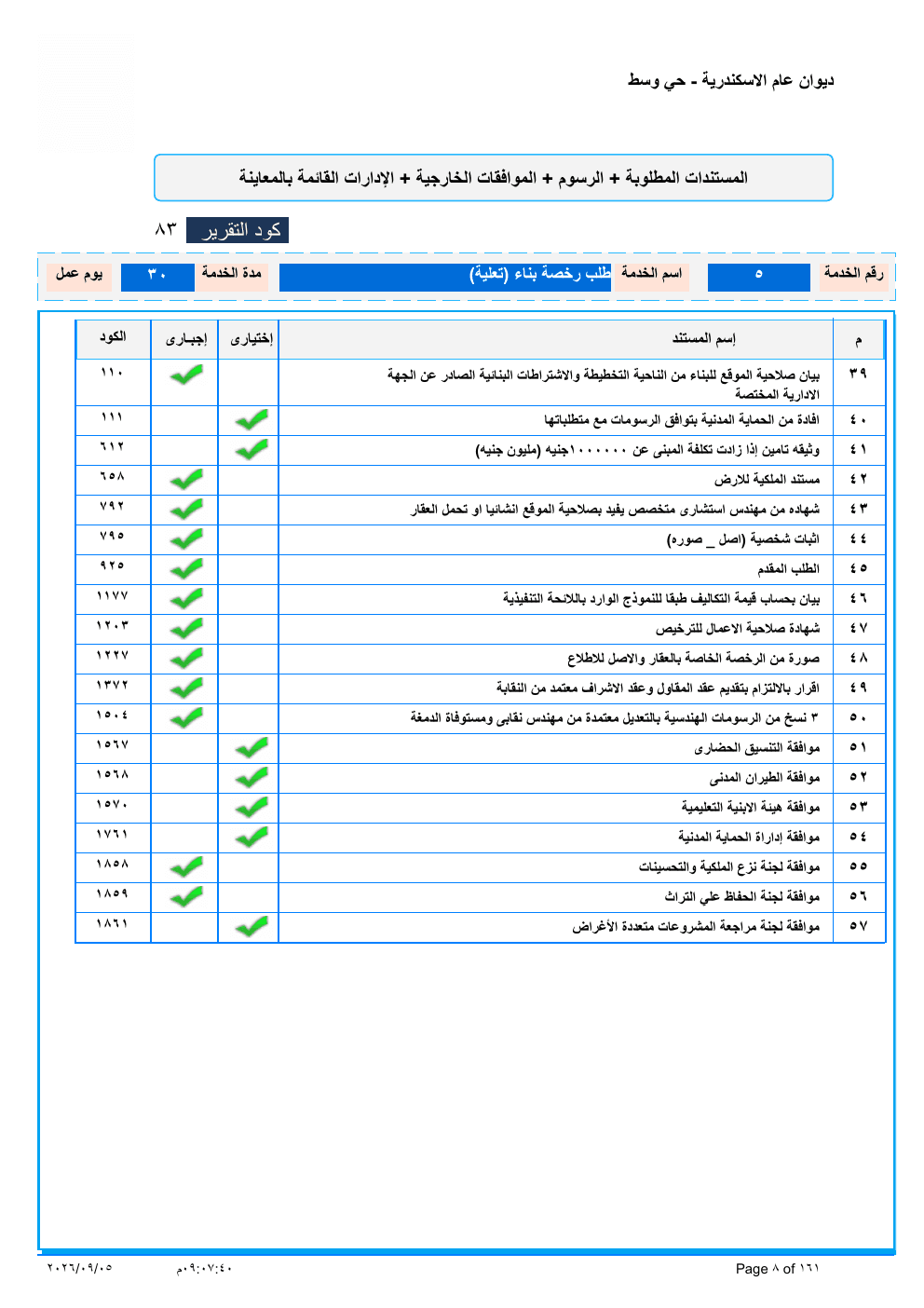 صفحة الخدمة من الكشف الرسمي (PDF)