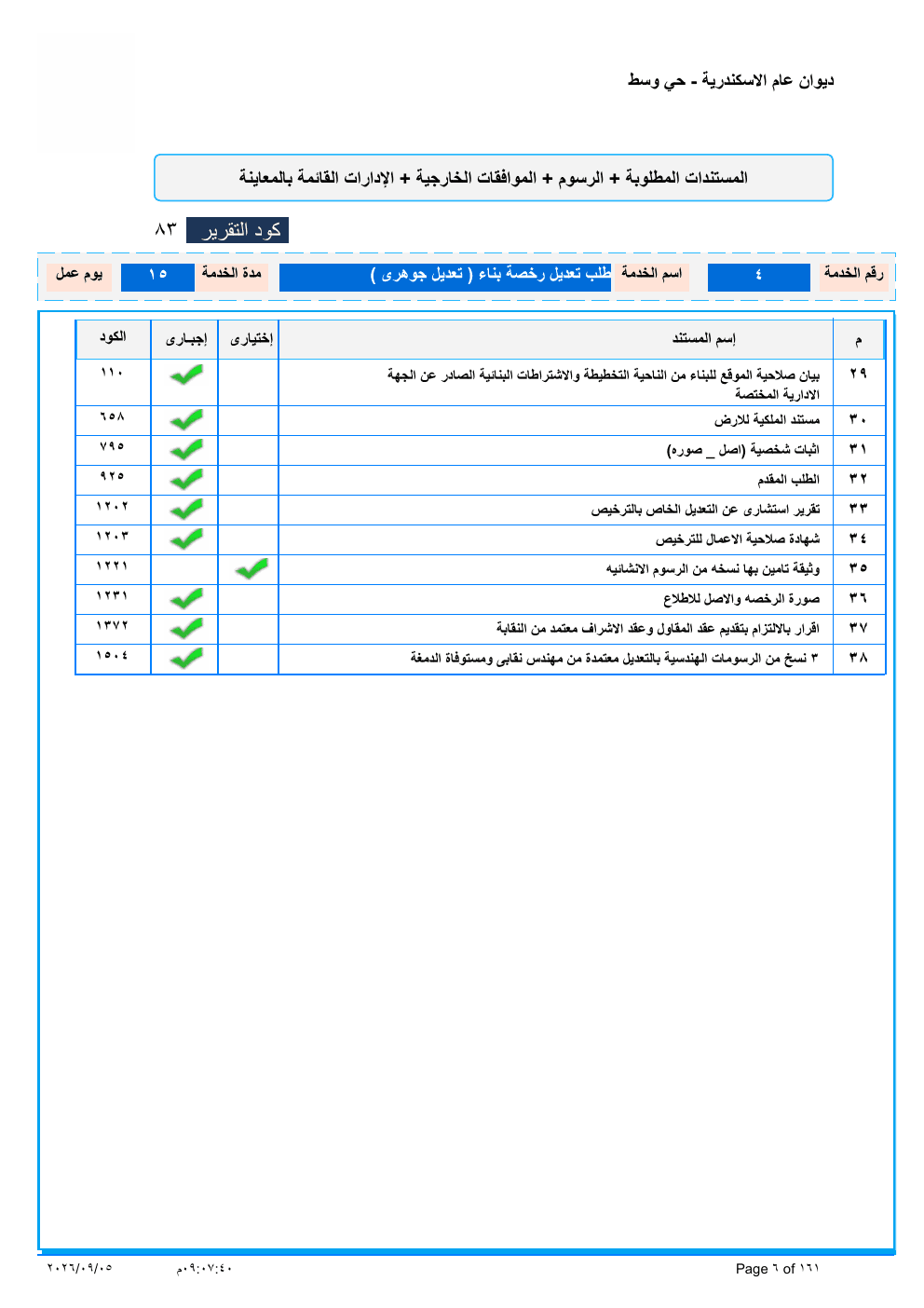 صفحة الخدمة من الكشف الرسمي (PDF)