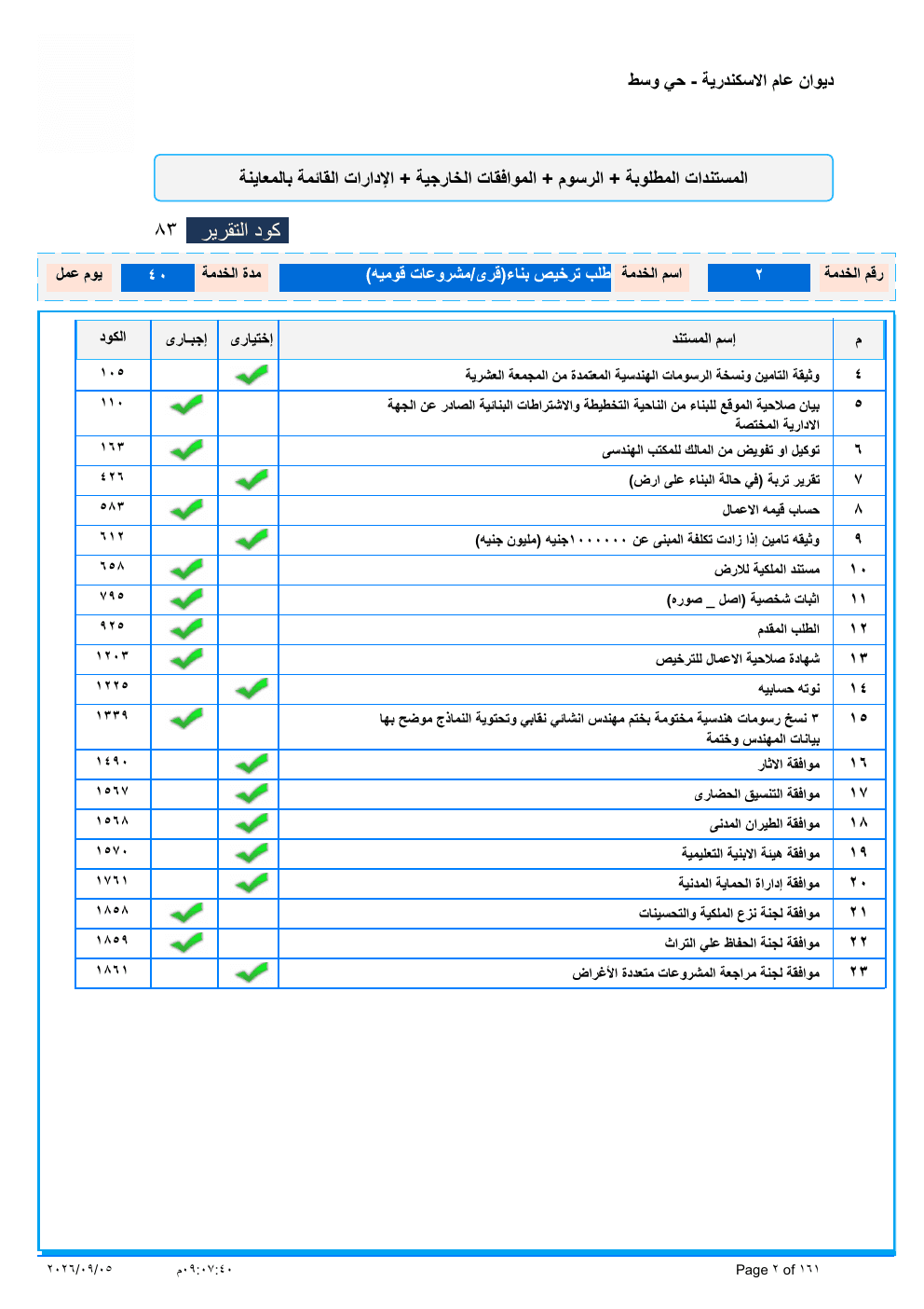 صفحة الخدمة من الكشف الرسمي (PDF)
